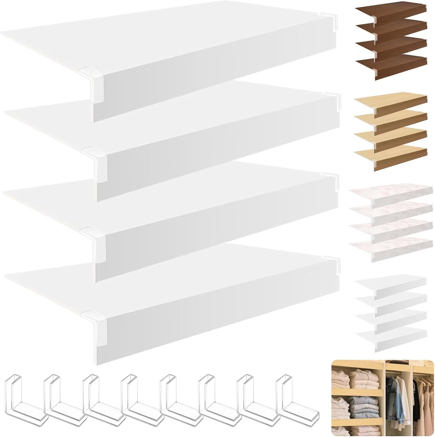 4 Pcs Wire Rack Covers for Pantry, 31x20x2.5 in PVC Wire Shelf Cover, Removable Closet Decoration Shelf Liners (Not Wood) for Kitchen Bathroom Shelving, Durable Moisture Resistant Shelves, Colors#1