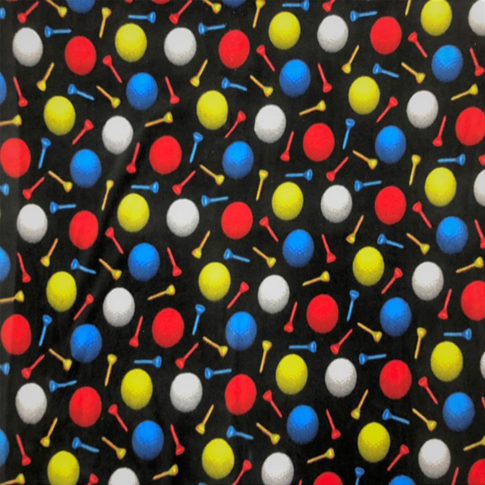 Pico Textiles 1 Yard - Golf Balls Allover Fleece Fabric - Sold by The Yard - Print Fleece Fabric - Ideal for Sewing Projects, Scarves, No Sew Fleece Throws and Tie Blankets