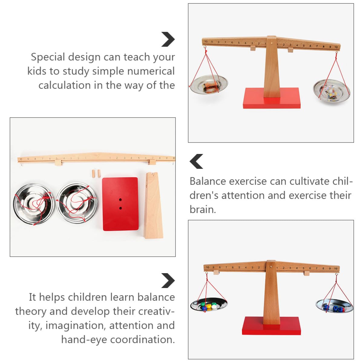 Juguete Aritmético de Madera para Niños, Báscula Educativa
