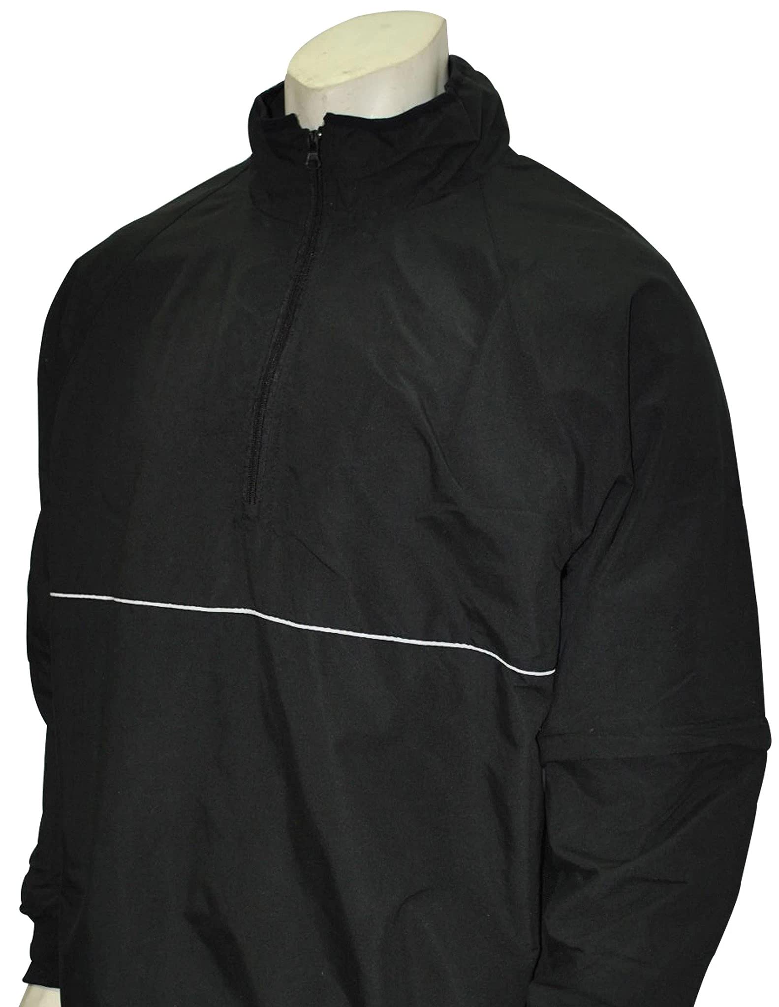 Smitty | BBS-323 | Convertible Half-Sleeve Baseball Softball Umpire Jacket | Baseball Official's Choice! (Black w/Black, White Trim, Large)