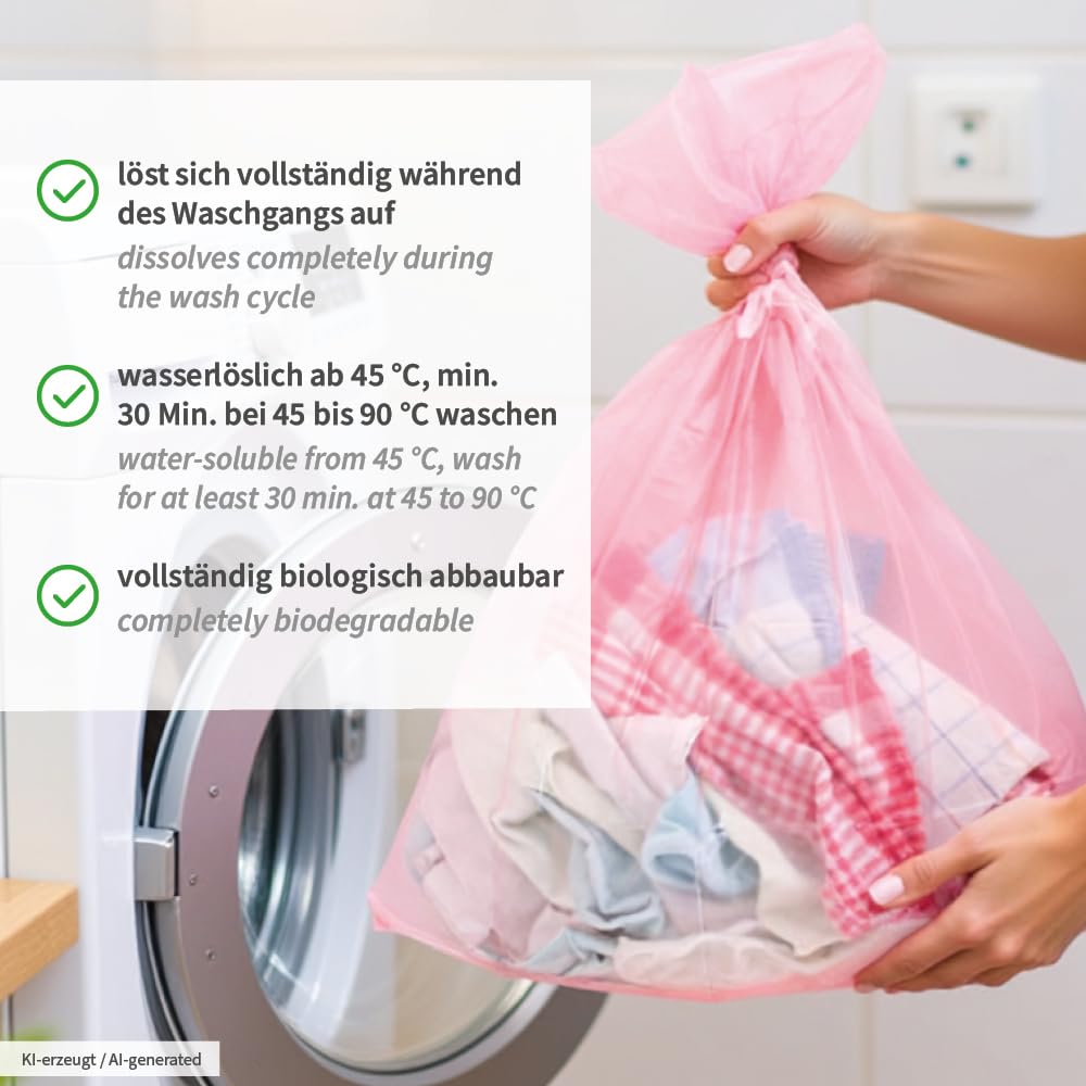 FRANZ MENSCH 200 Stück Hygostar Wäschebeutel Care | PVA, V: 60l, rot, L: 84cm, B: 66cm, Karton, Wäschesack, Wäschebeutel, Wäschtüte