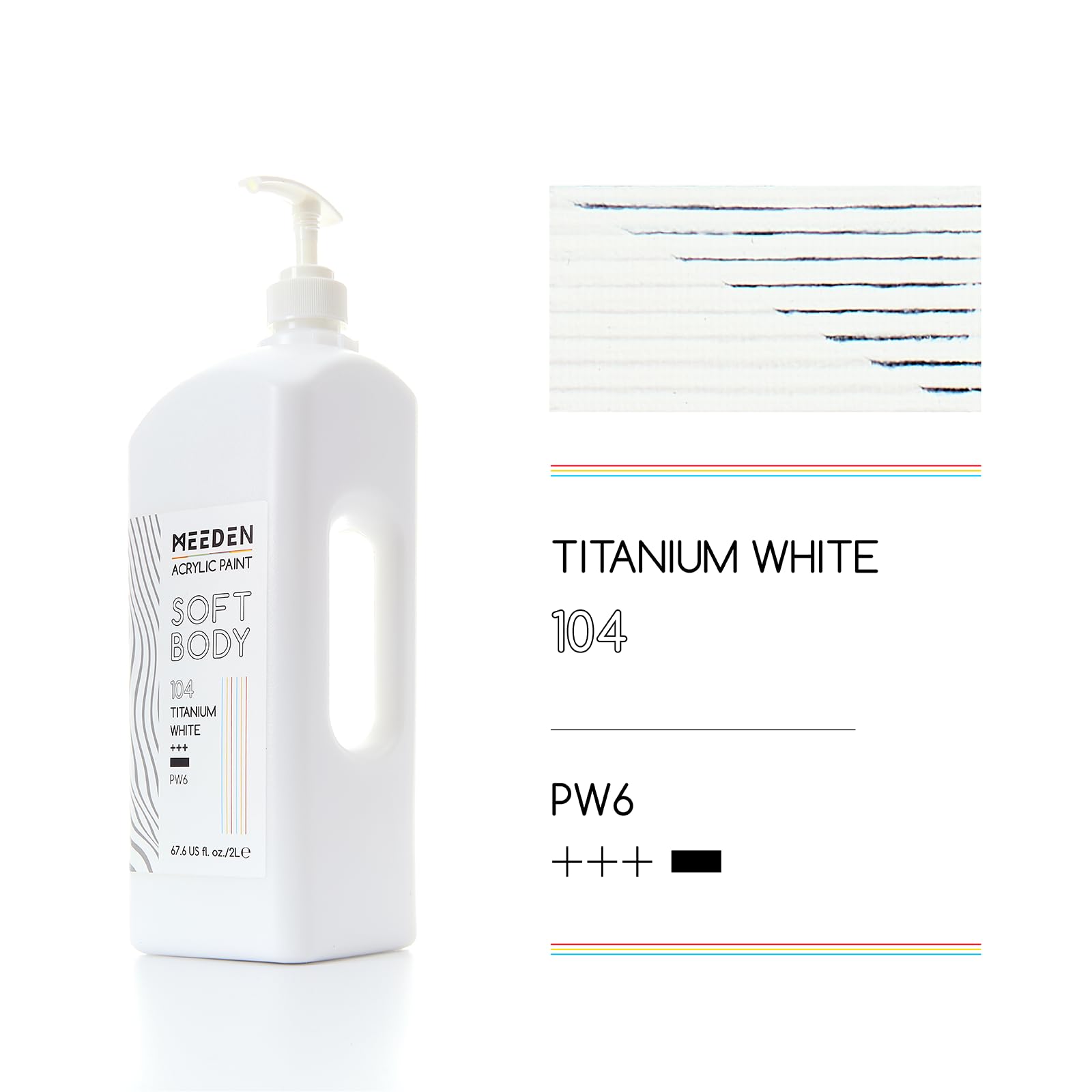MEEDEN Soft Body farba akrylowa: Titanium White 2 x 2 l Fluid Art Paint Bulk z pompką – matowa powierzchnia i wysoka konsystencja – duże materiały artystyczne dla dorosłych, do malowania na płótnie