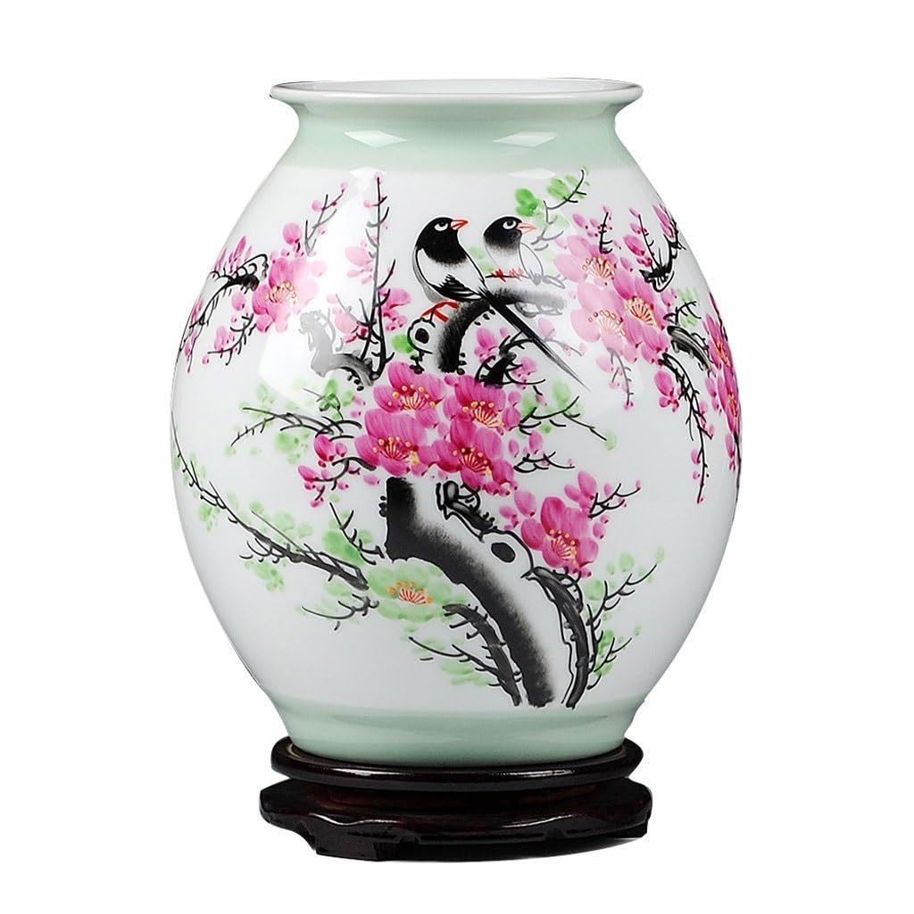 asdchZen Vases Modern Chinese Ceramics Ornament Hand-Painted Happy Eyebrow Vase Ornament Home Living Room Flower Arrangement Decoration Flowers Vases