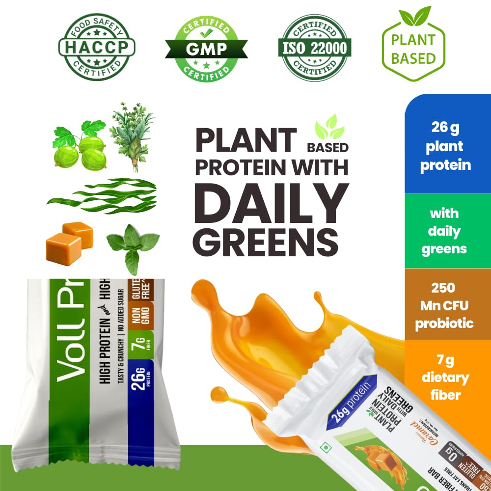 Voll Pro Plant Protein Bar with Daily Greens - High Protein 26g, Fiber 7g, 0g Sugar - Crunchy, Delicious Nutrient-Rich Protein Bars, 65g Bar (Pack of 12) (Pack of 12) — Amazon image 7