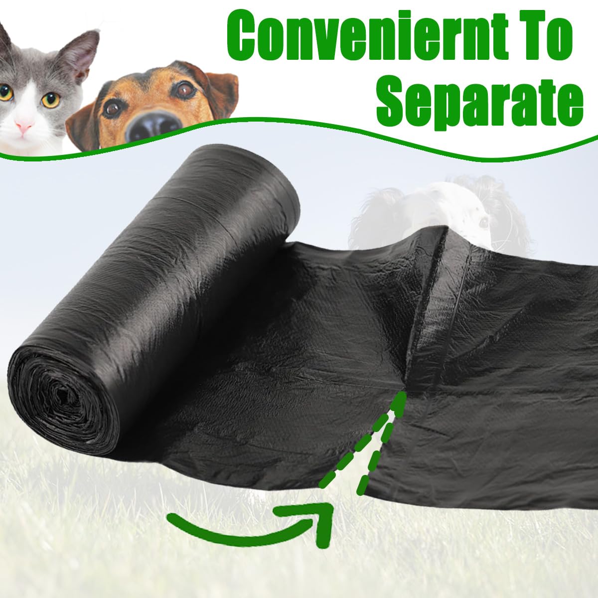 FUSBUNTY Bolsa para excrementos de perro, 100 bolsas de basura para perros de 19.7 x 17.7 pulgadas para FUSBUNTY Pooper Scooper giratorio y juego de rastrillo