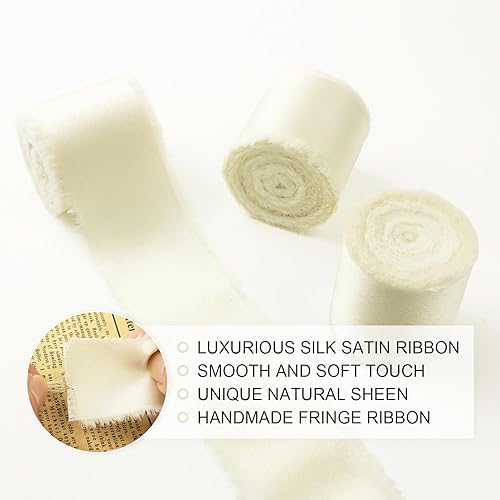 Vista 80 de Burgundy Dark Red Silk Ribbon 1-1/2 Inch x 21Yds Handmade Fringe Silky Chiffon Frayed Fabric Ribbon for Gift Wrapping, Flower Bouquet, Wedding