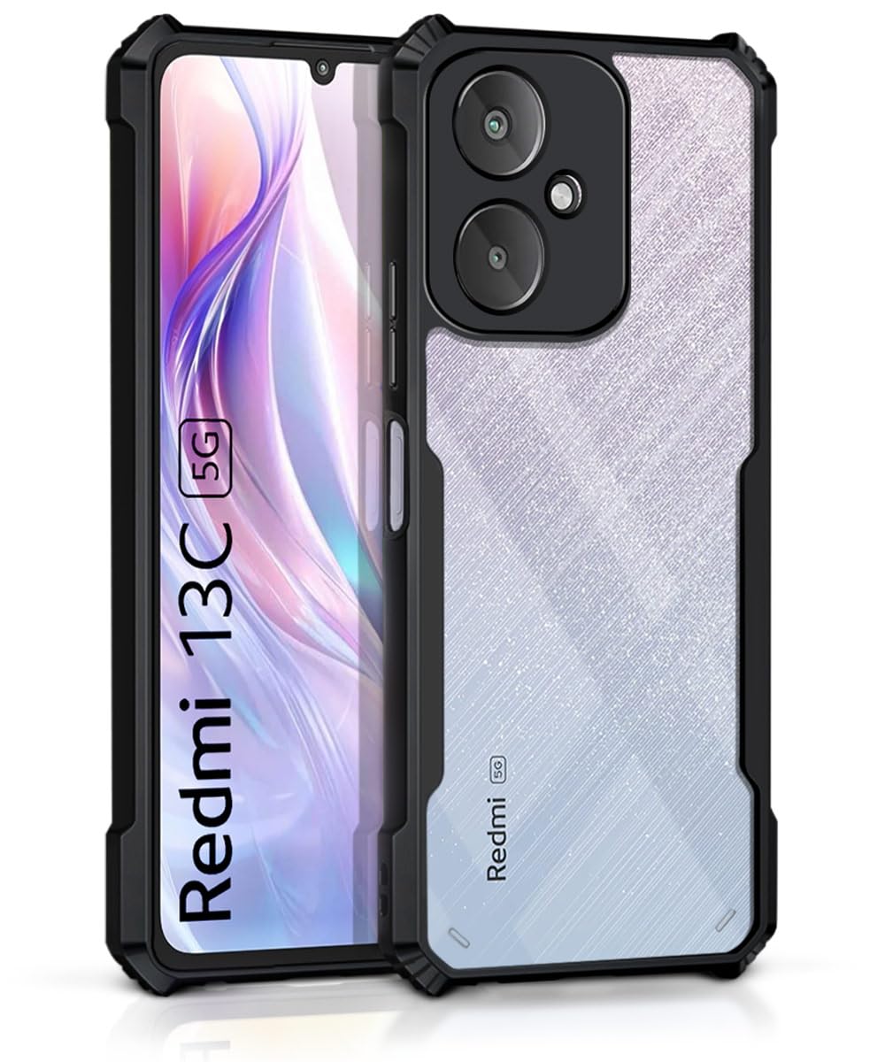 WOW IMAGINE Shock Proof Clear Protective Back Case for Xiaomi Redmi 13C 5G | Poco M6 5G (Black) WOW IMAGINE Shock Proof Clear Protective Back Case for Xiaomi Redmi 13C 5G | Poco M6 5G (Black)