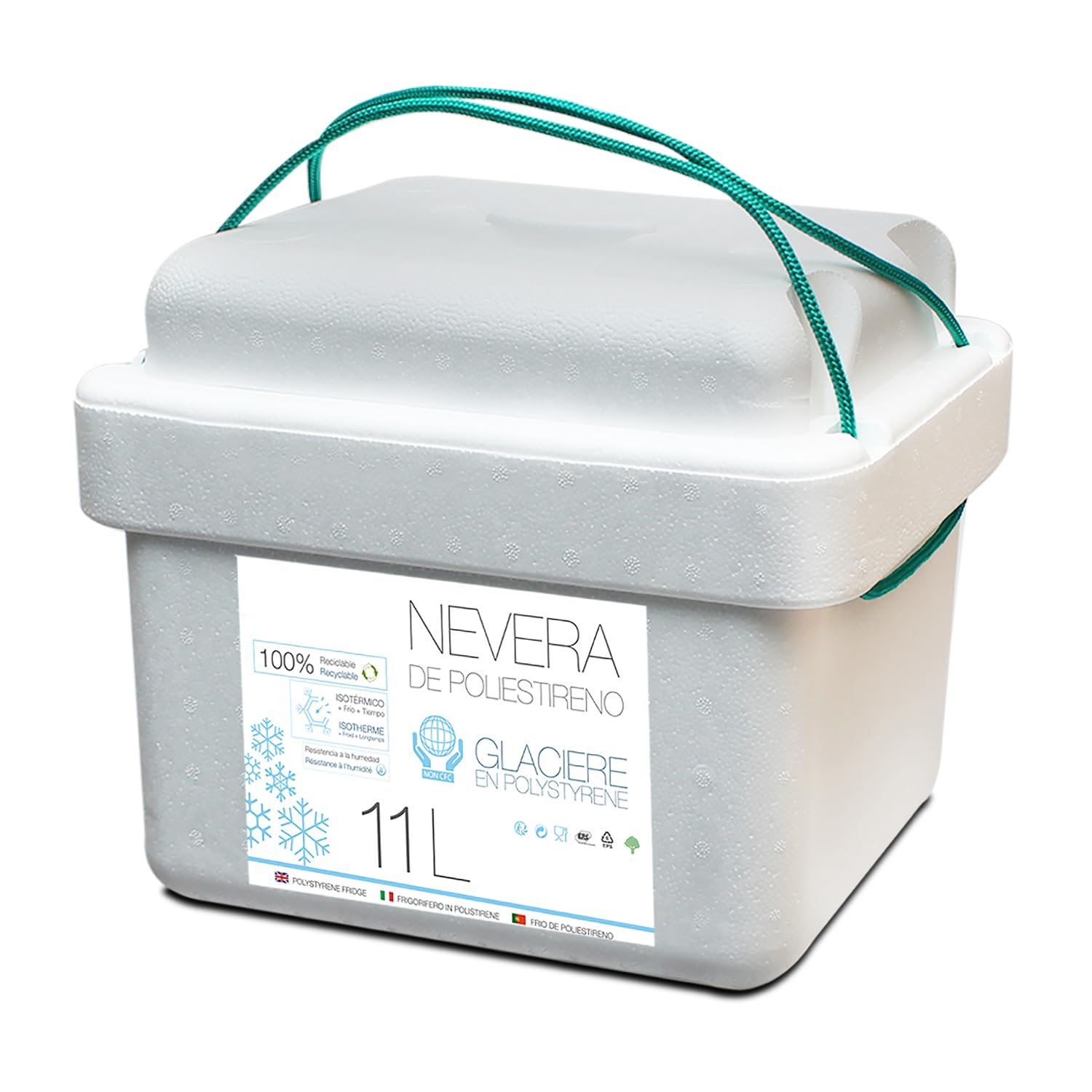 GREATOYAR Caja Térmica de Espuma, Nevera de Poliestireno para Alimentos y Bebidas, Enfriador y Calentador, Reutilizable, 100% Reciclable, 11 litros