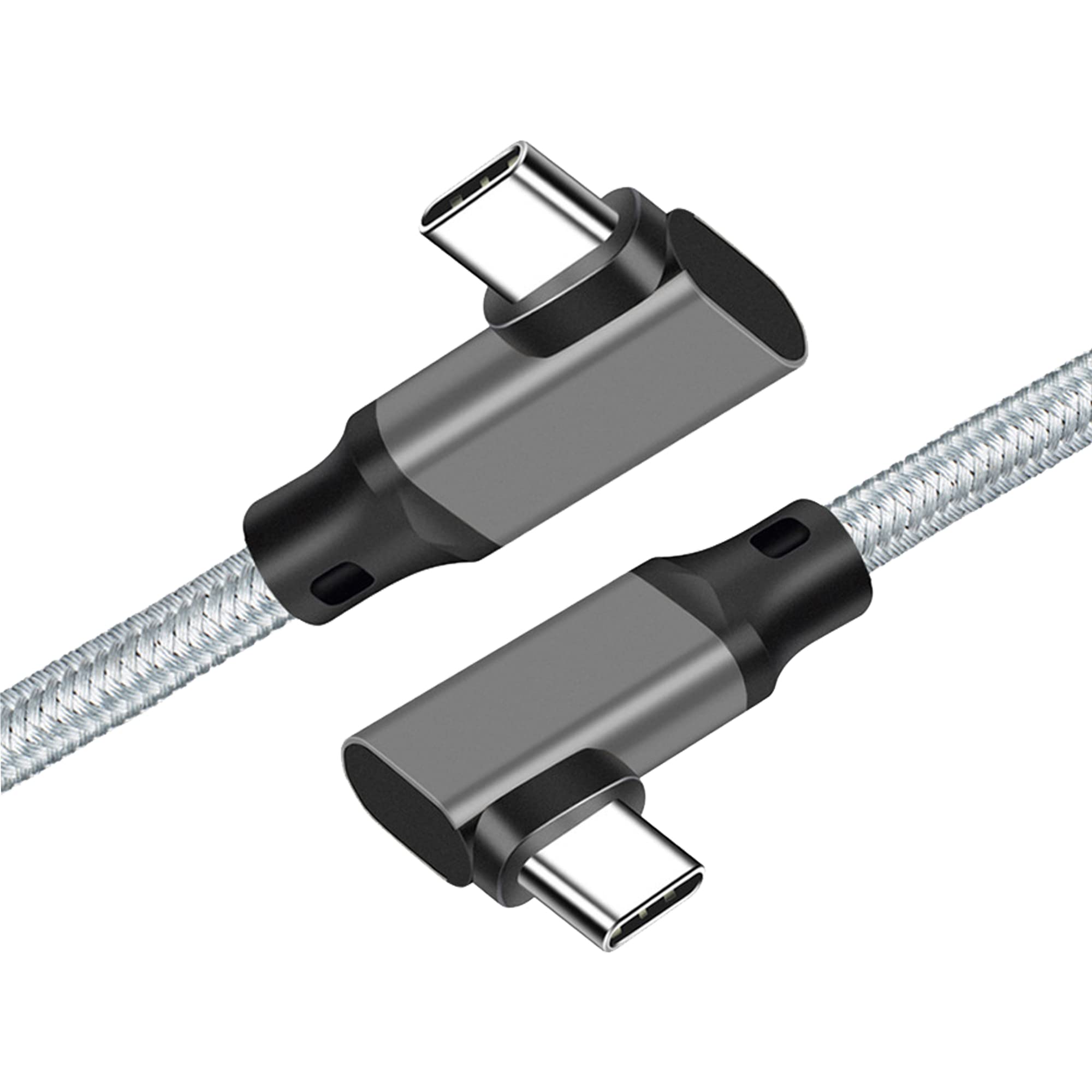 USB 3.2 Type C ケーブル L字 (グレー, 0.5m) SLEIJAOOE【20Gbps転送/100w急速充電 /4K@60Hz映像出力】タイプc ケーブル 【編組ナイロン 】スマートフォン・タブレット・パソコン・ゲーム機等Type-C 機器対応