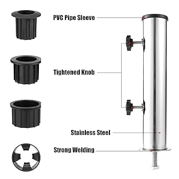 Pied Parasol Universel Avec Manchons 32/40/50mm - Pour Granit, Bois, Métal