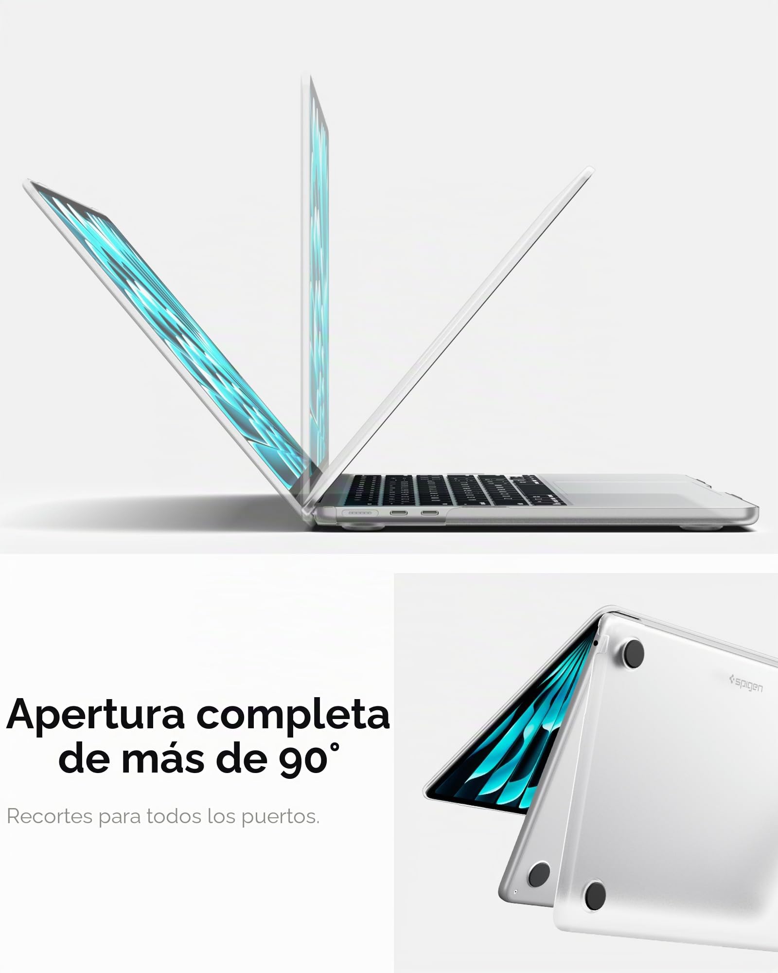 Spigen Funda Air Skin Compatible con MacBook Air 13 Pulgadas 2026 M5 / 2025 M4 / 2024 M3 / 2023 M2 A2681, Funda rígida translúcida - Frost Clear