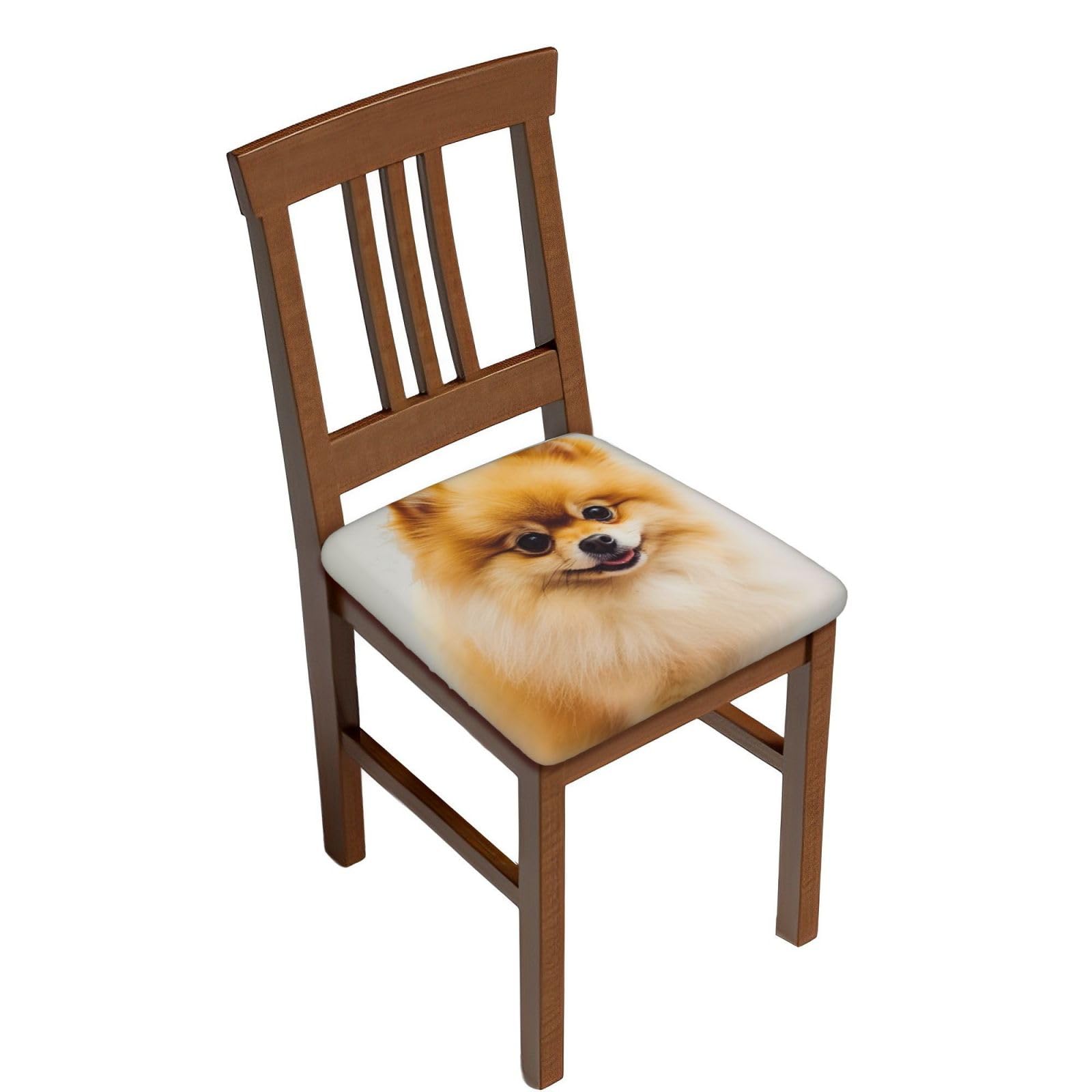 DWVTSLH Yellow Pomeranian Bar Stool Covers Square, Six Piece High Elastic Soft Seat Cushion Cover Protector Washable Barstool Slipcovers Nonslip Replacement Square Bar Chair Covers