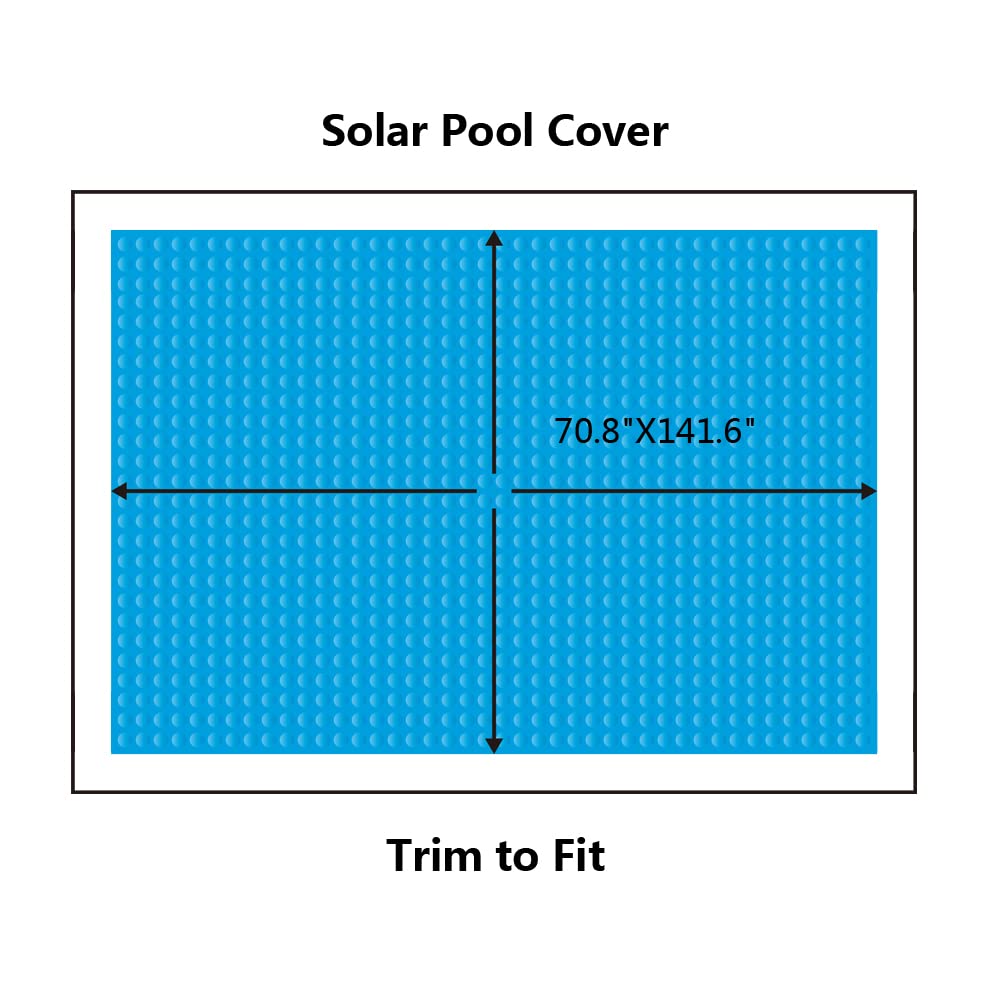 BigXwell Solar Pool Cover, Blue 16mil 6 x 12 Foot Square Pool Heaters