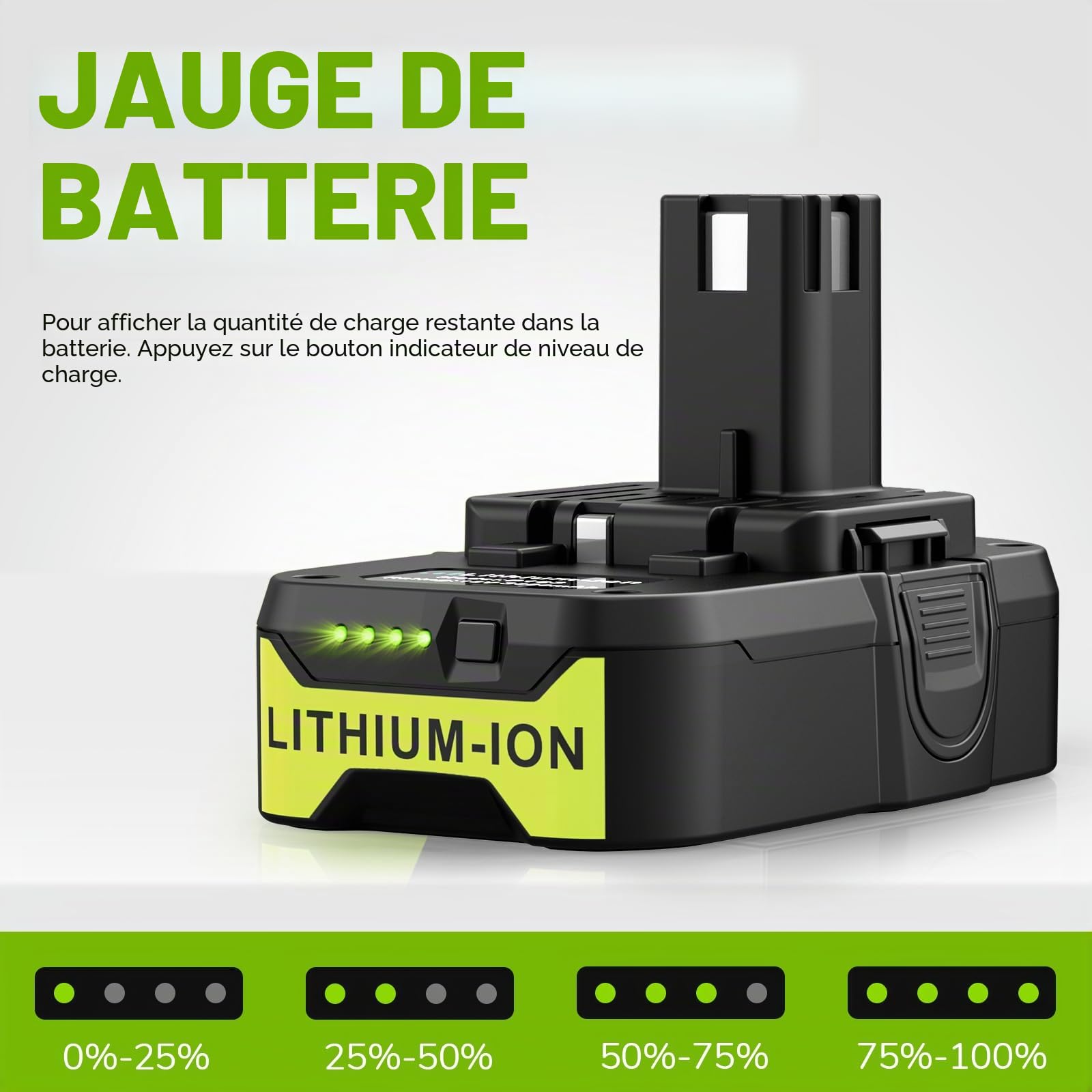LabTEC P103 Batterie de Rechange 18V 3Ah pour Ryobi BPL1815 P102 P104 P105 P106 avec P117 Chargeur de Port USB Remplacement pour RYOBI 12V-18V One Plus Series, Kit Chargeur USB pour Ryobi P107