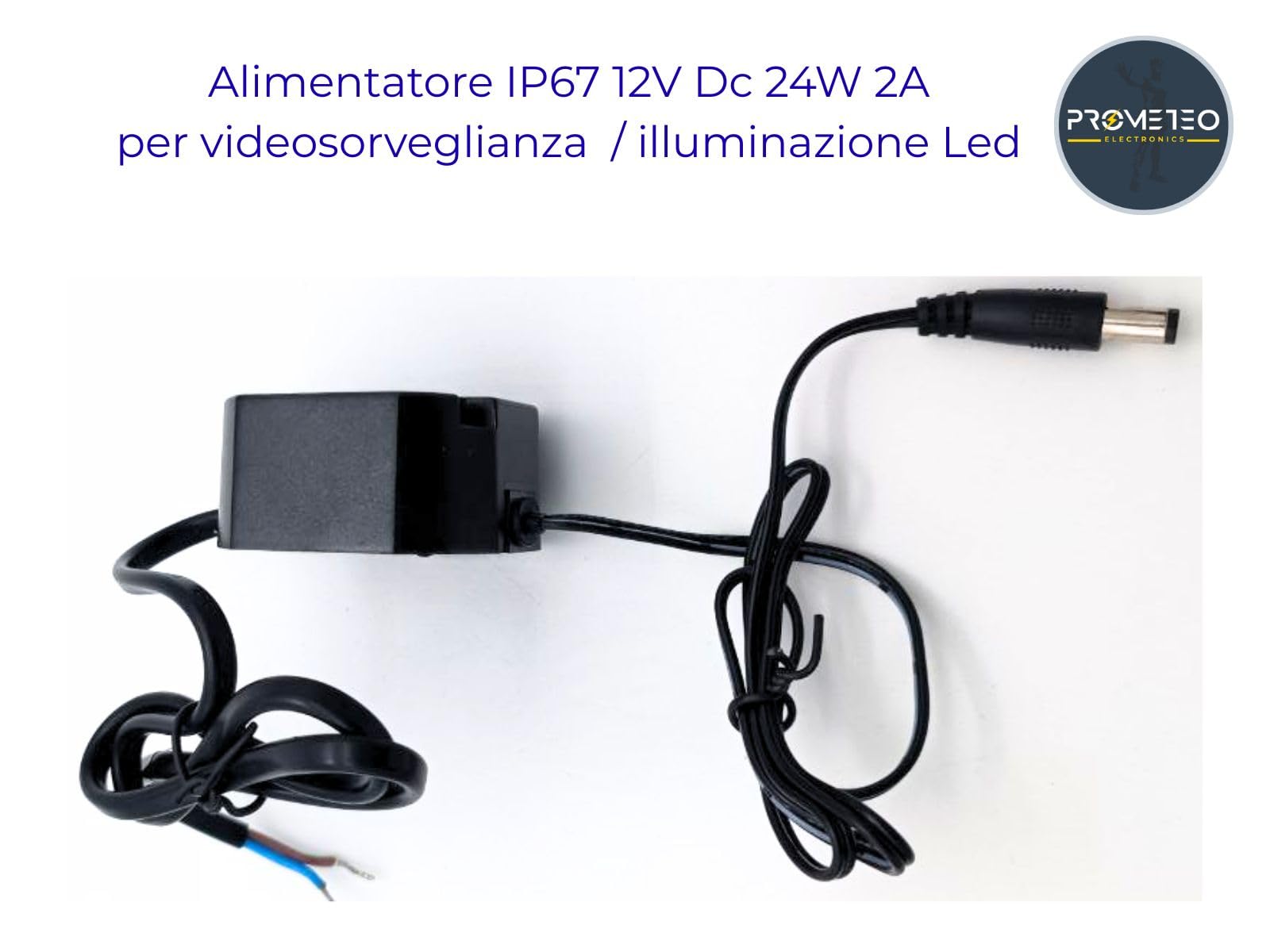 Alimentatore IP67 12V Dc 24W 2A da incasso su 503 compatibile per videosorveglianza/illuminazione Led - 47.5 x 50 x 25mm