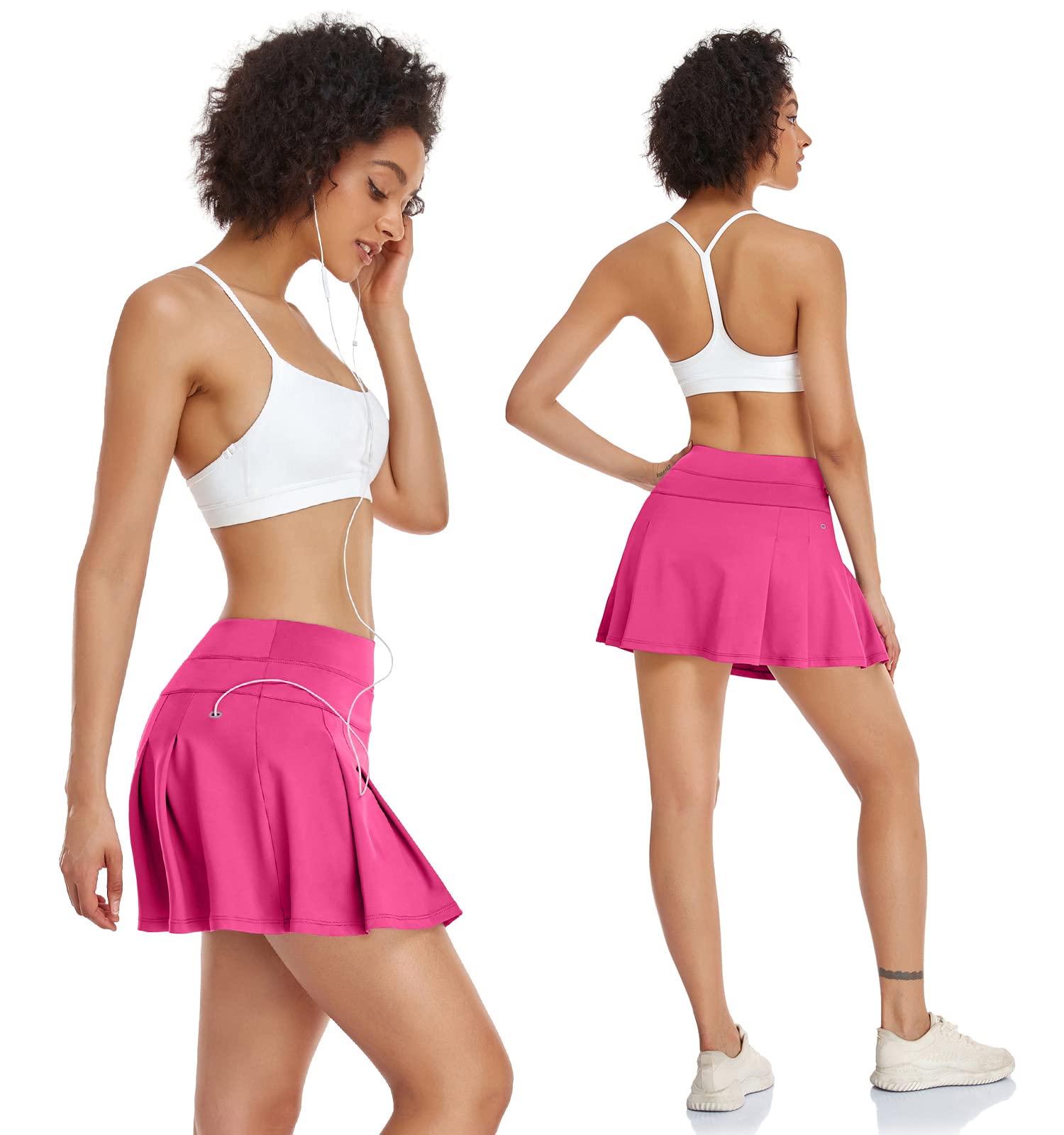 VUTRU Jupes de Tennis Femmes Taille Haute Tennis Skort avec Poches Jupes de Course Sport Jupe de Golf avec Pantalon Intérieur