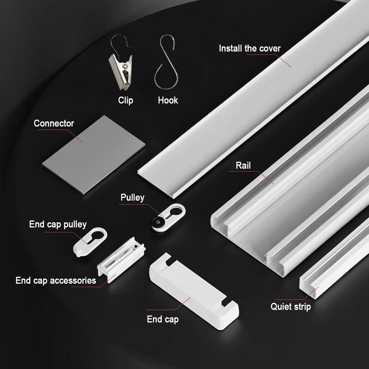 Gardinenschiene Deckenmontage 2-läufig Vorhangschiene Stummen Gardinenstange aus Aluminiumlegierung 100 Cm-500 Cm mit Clips und Haken Weiß Schwarz Grau für Balkone Büros(Grau,300cm/9.8ft)