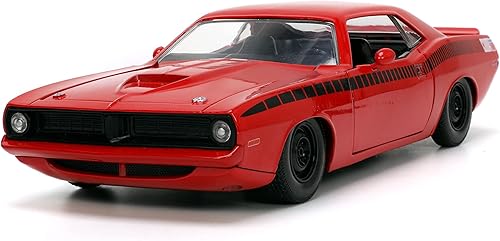 Miniatura 1 de Jada Toys Big Time Muscle 1:24 1973 Plymouth Barracuda - Coche fundido a presión, rojo/negro, juguetes para niños y adultos
