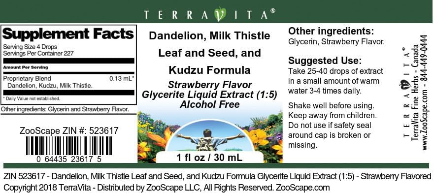 Miniatura 4 de TerraVita Extracto líquido de glicerita de soporte hepático (15), sabor a fresa (1 oz, ZIN 523617) - Paquete de 3
