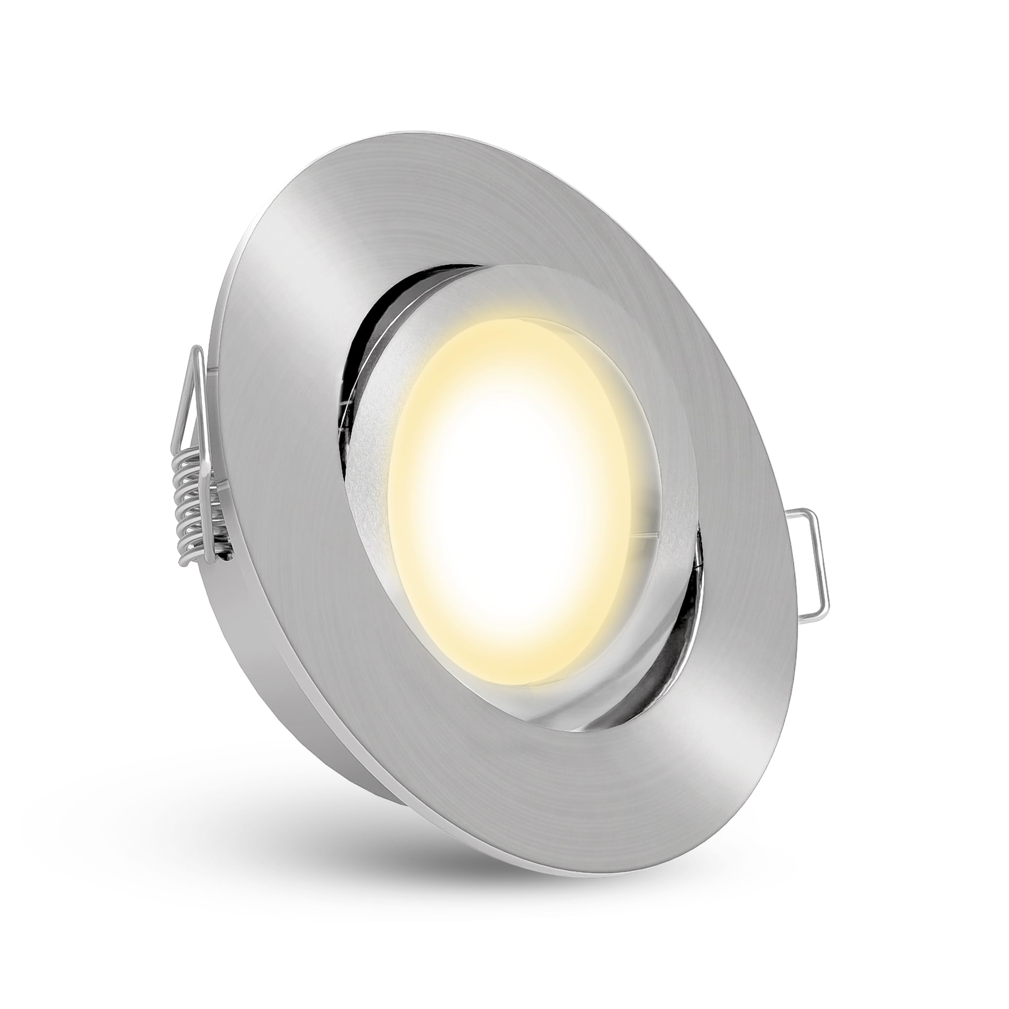 linovum 10x LED Decken Einbauleuchte rund schwenkbar Edelstahl Optik - inkl. 2W LED GU10 warmweiß - Einbaustrahler inkl. GU10 Fassung
