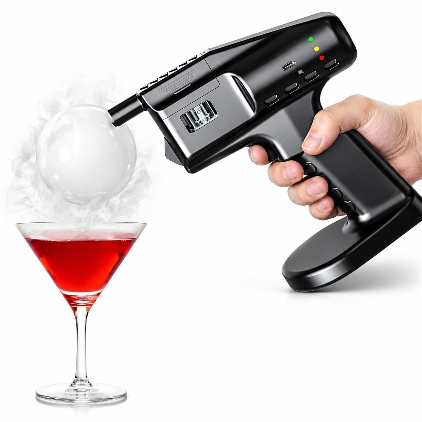 Ahumador de Cócteles Eléctrico Pistola de Burbujas de Humo Comestibles Kit para Bebidas y Comida Herramienta Profesional de Barman y Cocina para Gin Tonic y BBQ