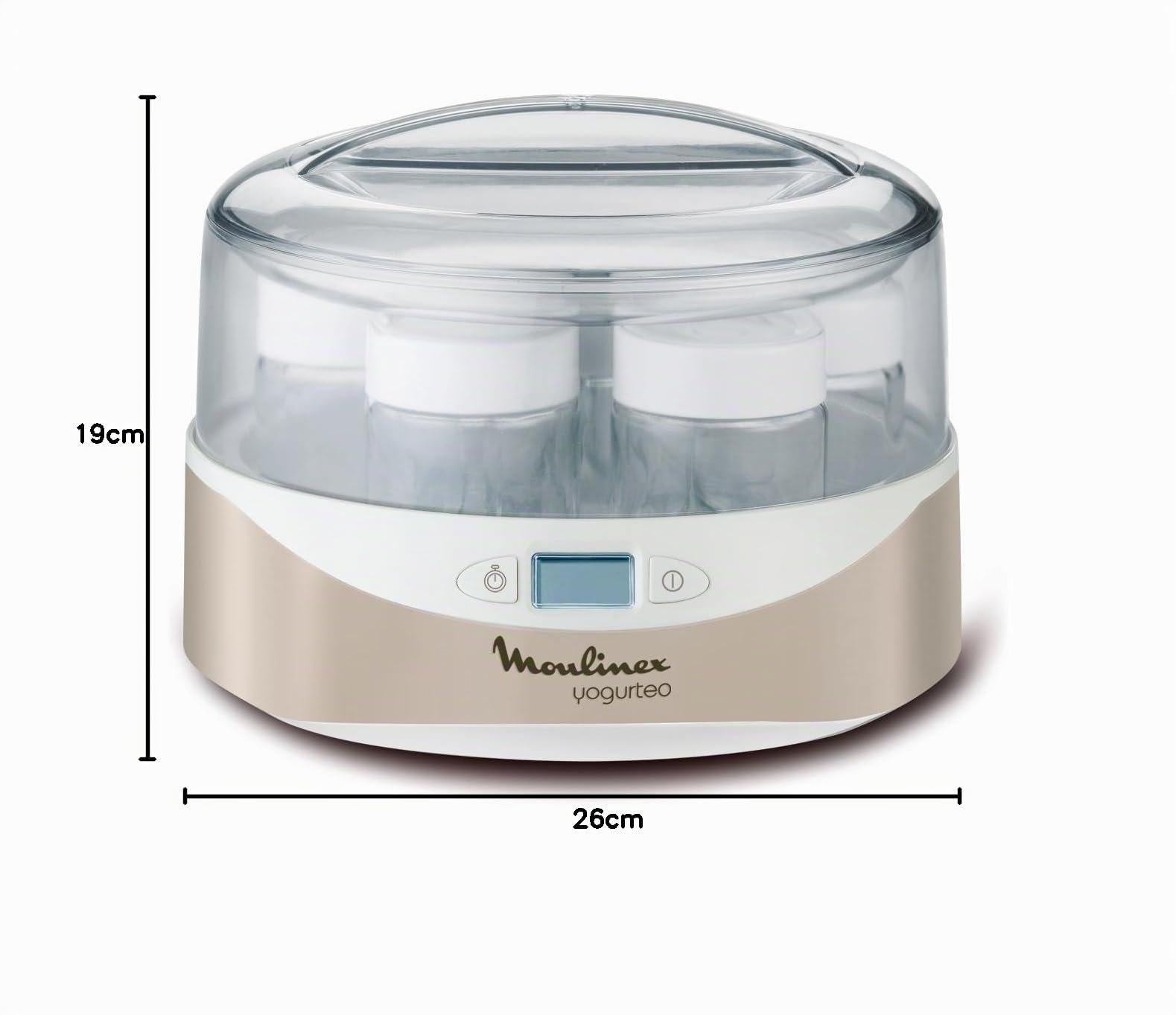 Moulinex YG231E32 Joghurtbereiter Yogurteo – programmierbar – inkl. 7 Joghurtgläser – LCD-Display – Silver Premium