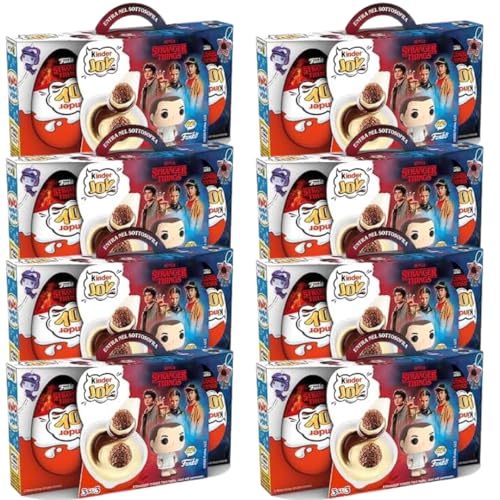 8X Paquete de 8 para Kinder Joy Edición Stranger Things, paquete de 8 con 3 huevos sorpresa cada uno, edición especial de Netflix, 60 g