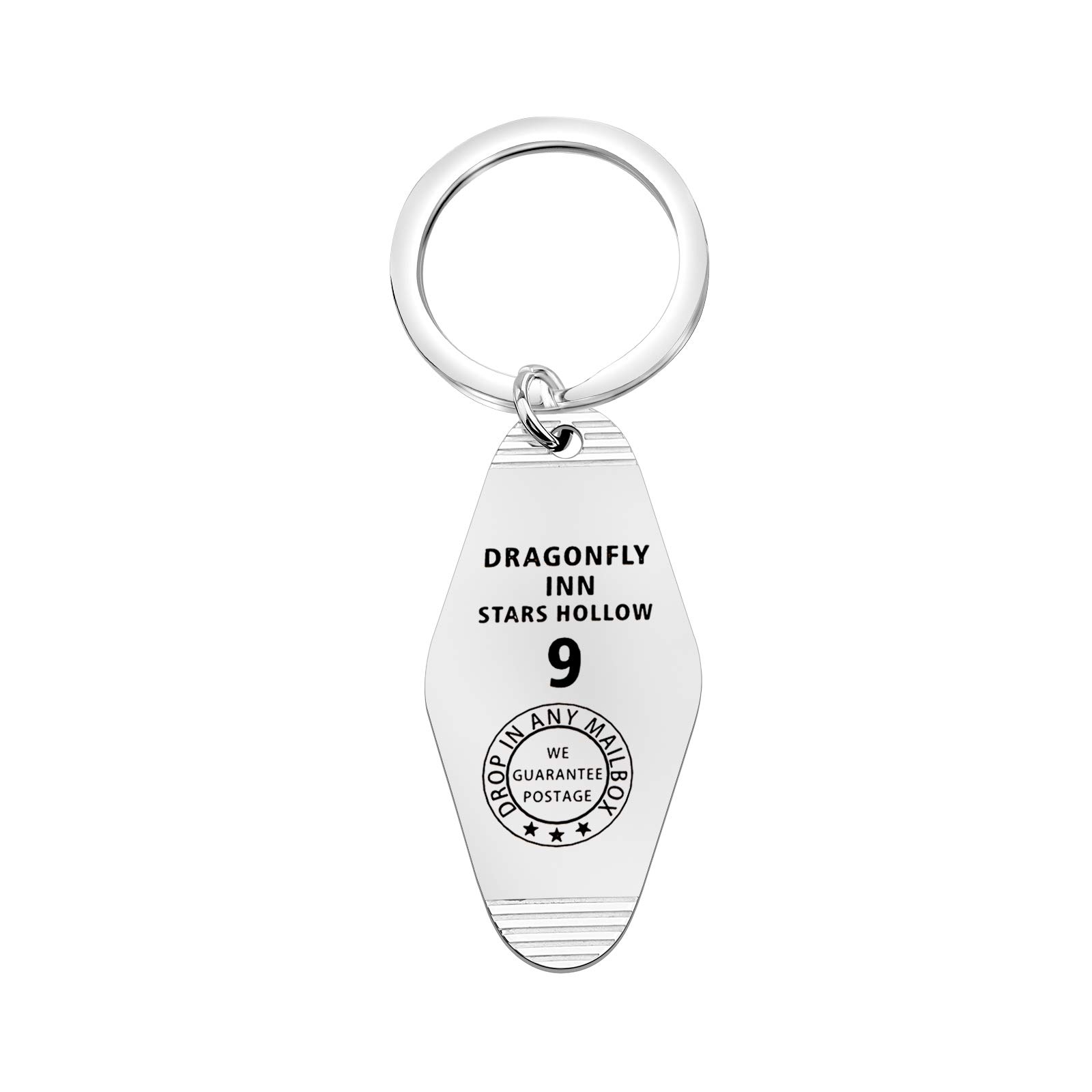 FOTAP Dragonfly Inn Key Tag TV Show Gift Hand Stamp Keychain for Fans