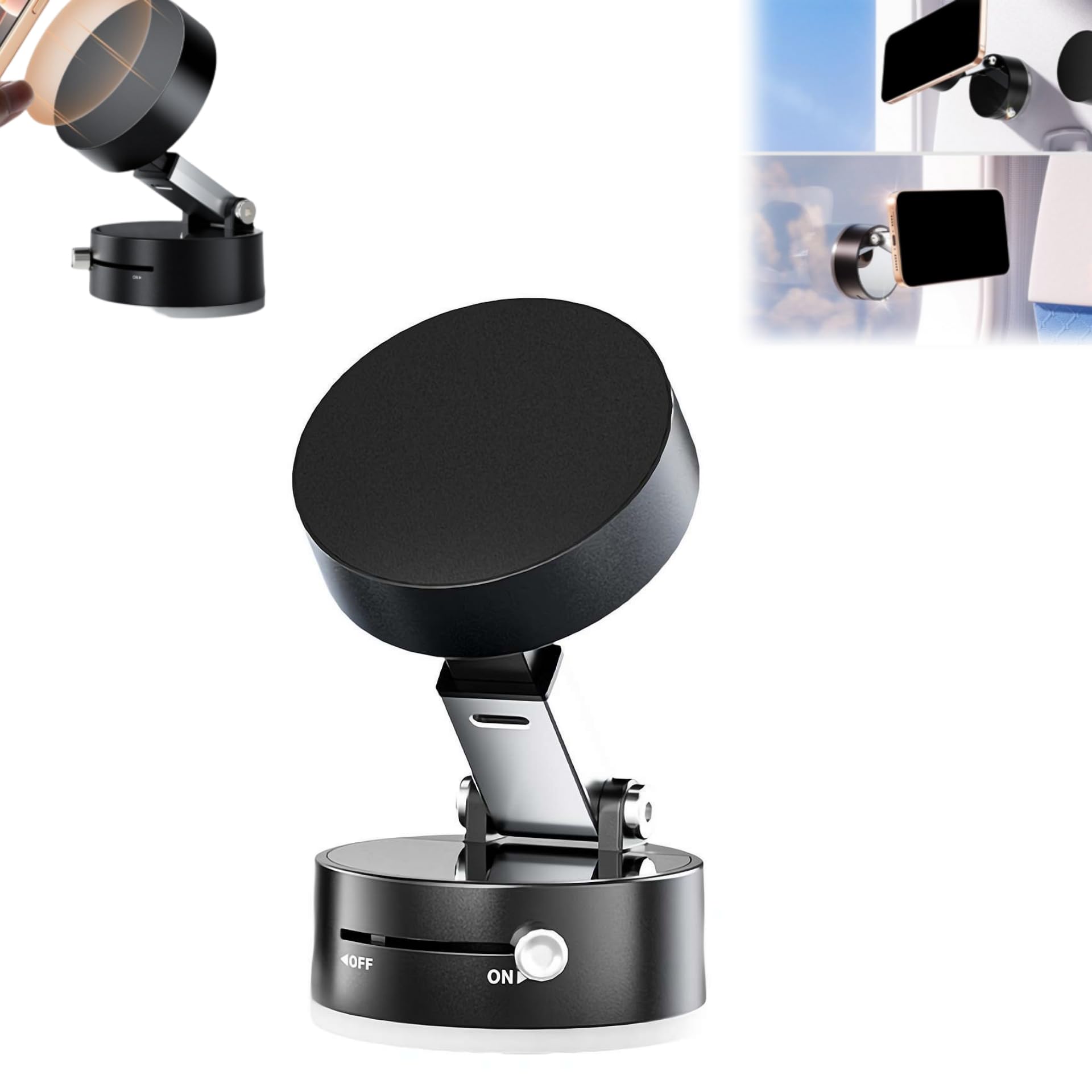 Soporte magnético para teléfono móvil con ventosa eléctrica, manos libres, soporte magnético para teléfono celular, parabrisas ajustable de 360°, soporte de teléfono para coche, gimnasio, espejo,