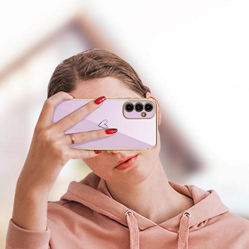 Miniatura 6 de ZTOFERA Funda para Samsung Galaxy A14 5G, bonito borde chapado con patrón de corazones de amor con protección de lente de cámara para Galaxy A14 de