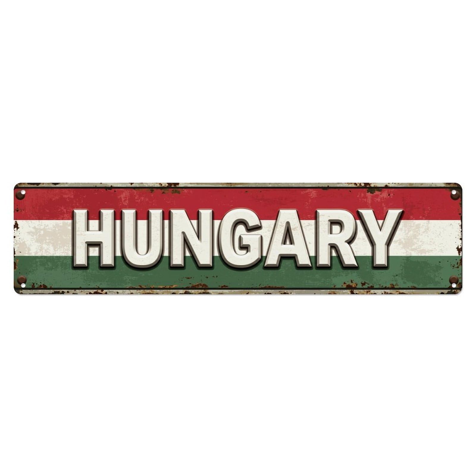 Vintage Hungary Flag Pattern Metal Tin Sign