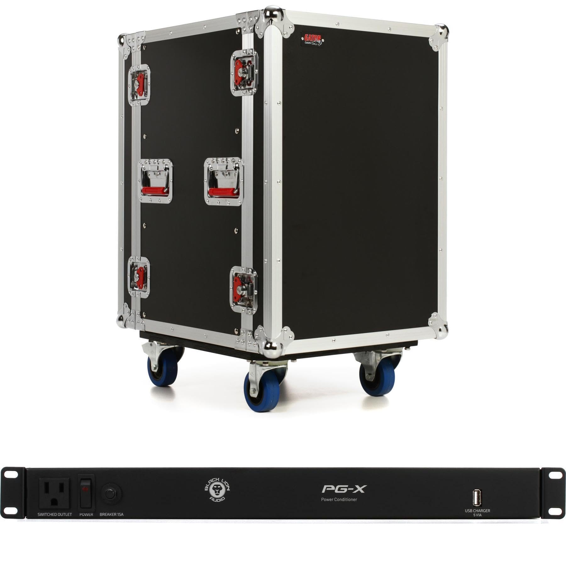 Gator G-TOUR 16U CAST ATA Rack Case: Durable 9mm Plywood with Casters & Power Conditioner - Secure 17