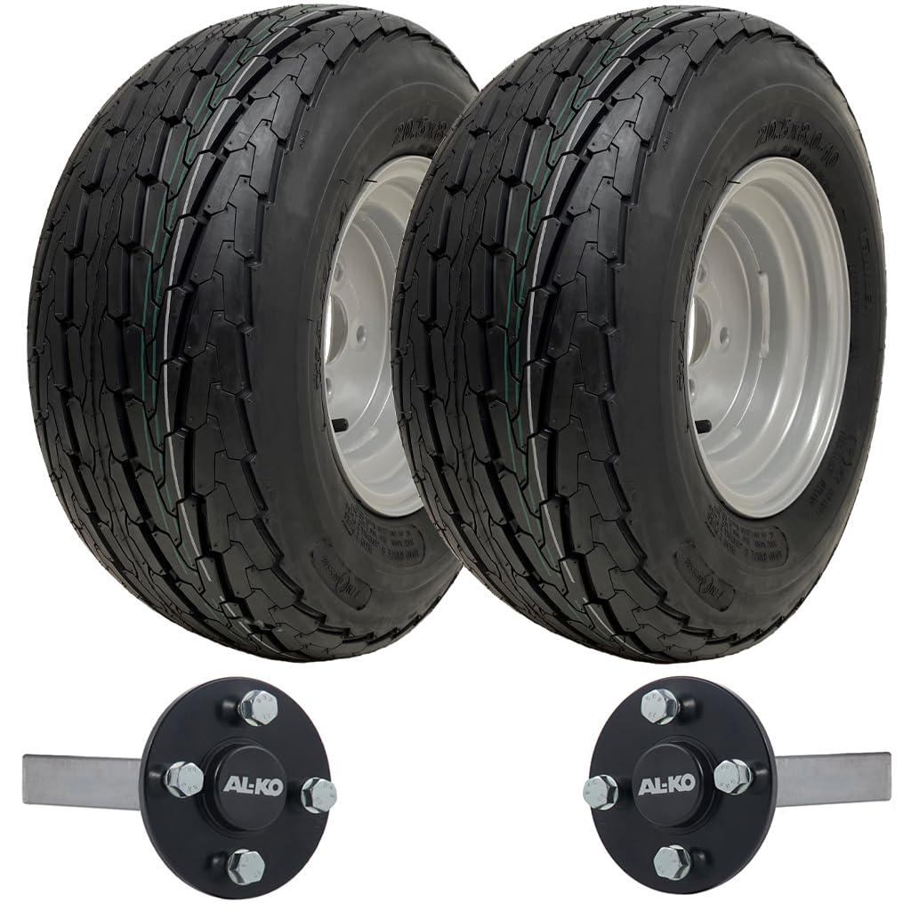 Kit de remolque de 20,5x8,00-10 Ruedas de alta velocidad legales para carretera Ruedas Parnells Cubo ALKO y eje de 750 kg