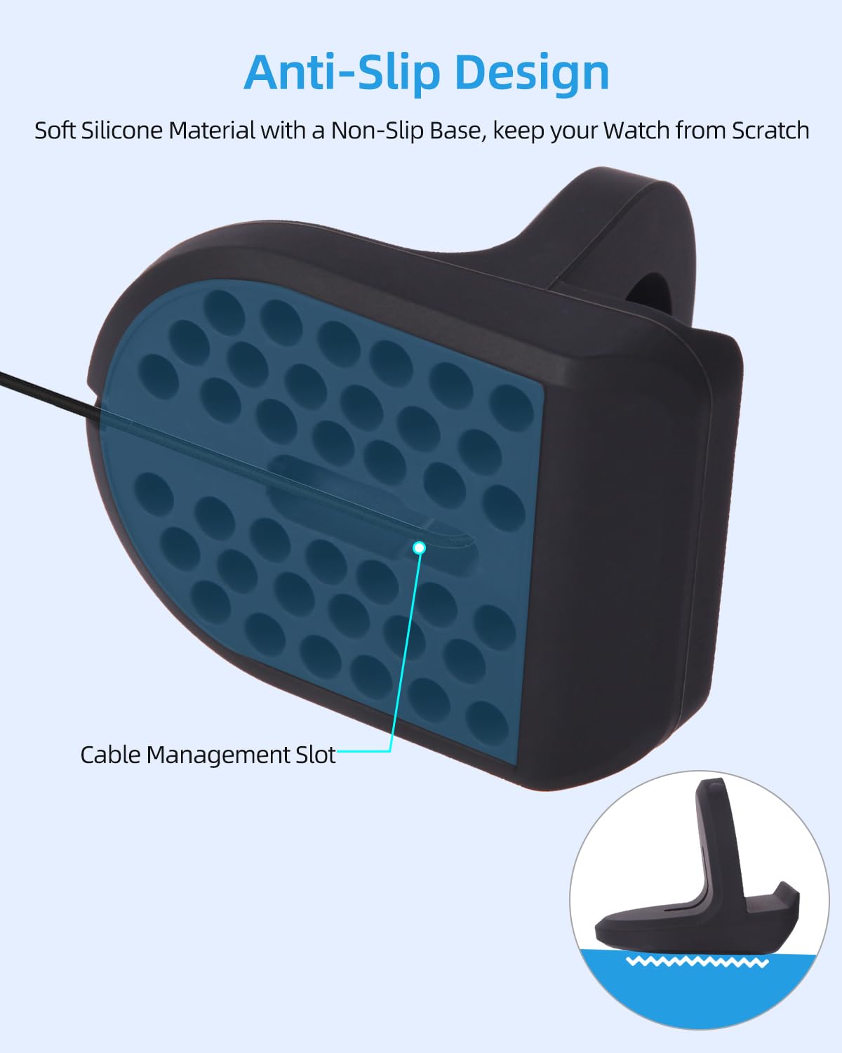 Soporte Compatible con Samsung Galaxy Watch 7 40,44mm/Fe/6 40,44mm/6 Classic 43,47mm/5/5 Pro/5 (Pro) Golf Edition, Soporte de Silicona Antideslizante con Ranura para Cables