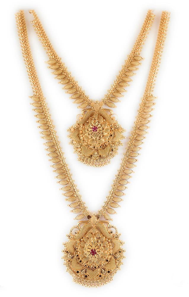 LOVELY DREAMS One Gram Micro Gold Plated Traditional South Indian Fashion Jewellery Stylish Ruby Emrald Stone Long Haram Set for Women & Girls (B0CJ2HHBPW) Amazon Price History, Amazon Price Tracker