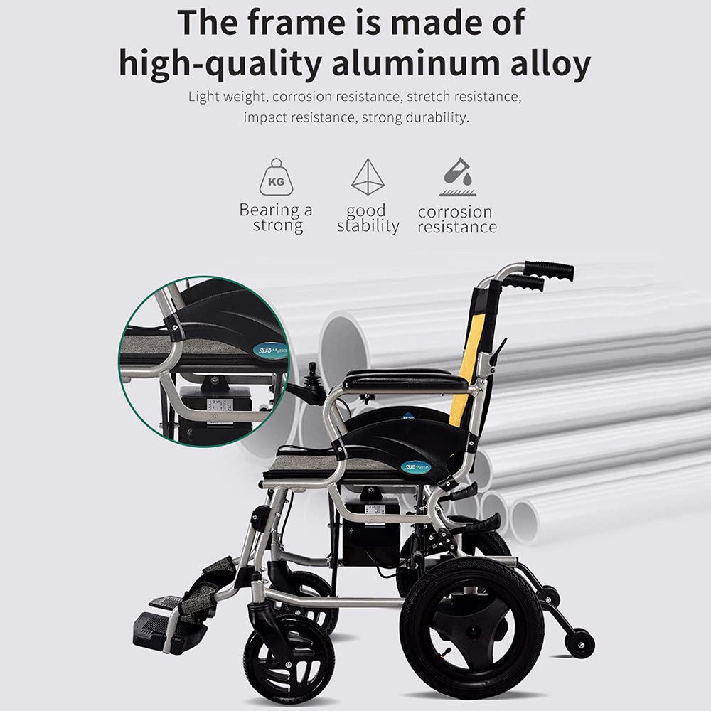 Silla de ruedas eléctrica plegable y ligera, ayuda de movilidad compacta, motor eficiente para transporte en interiores y exteriores
