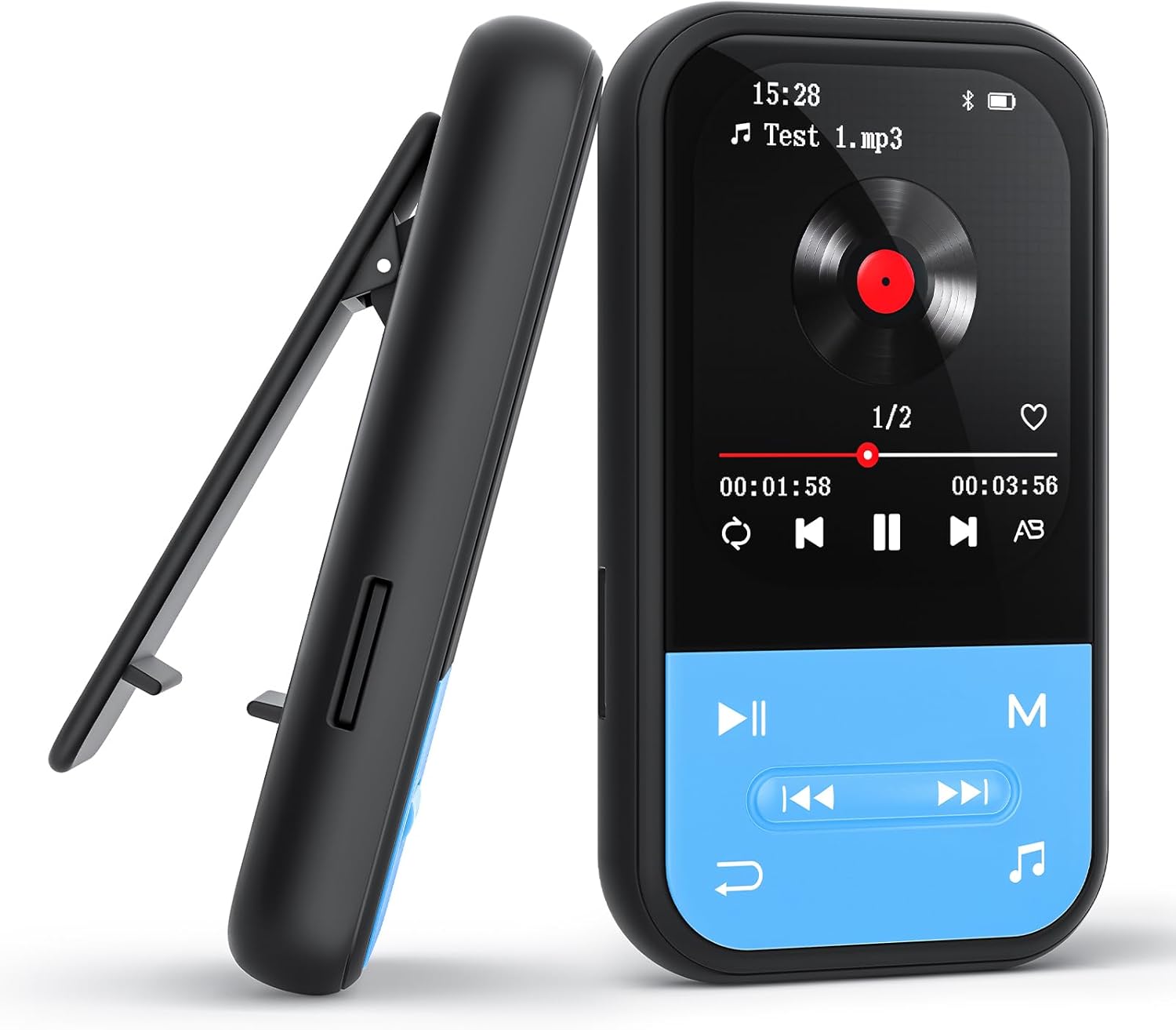128GB Clip MP3 Player with Bluetooth 5.3, Music Player with FM Radio & Voice Recorder, E-Book, Portable Music Player Running & Workout, Supports up to 512GB, Earphones Included