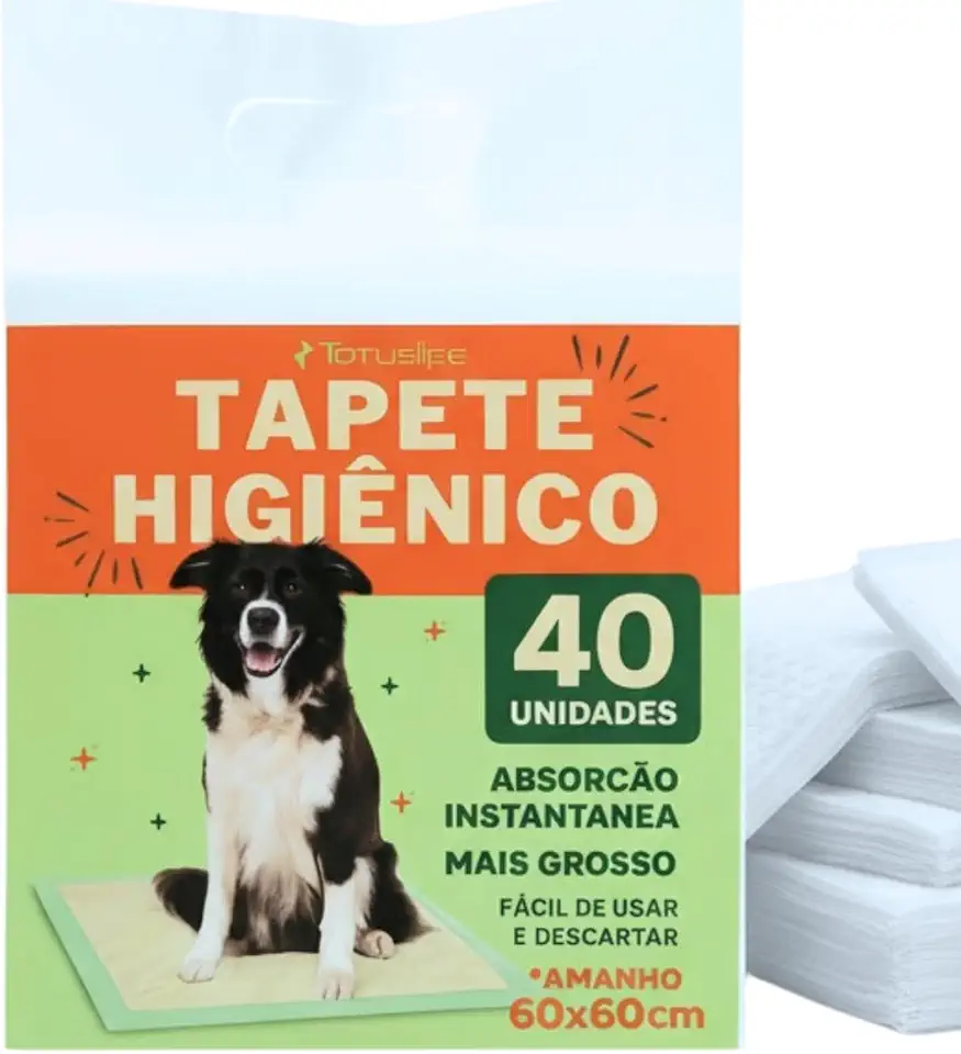 Tapete Higienico Para Cachorros Pet 60x60 40 Unidades Descartável Anti Odor Super Absorvente Totus Life PREMIUM