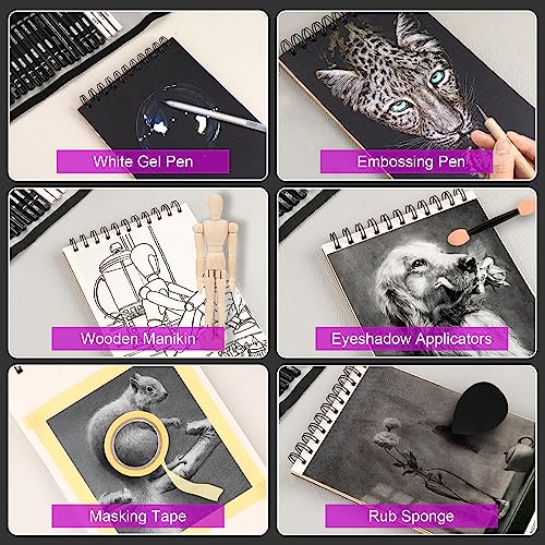 HIFORNY-70-Pcs-Drawing-Set-Sketching-Kit-Sketch-Pencils-Art-Supplies-for-Adults-Artists-Kids-with-3-Color-SketchbookGraphitePastelCharcoal-PencilsBlending-Tools