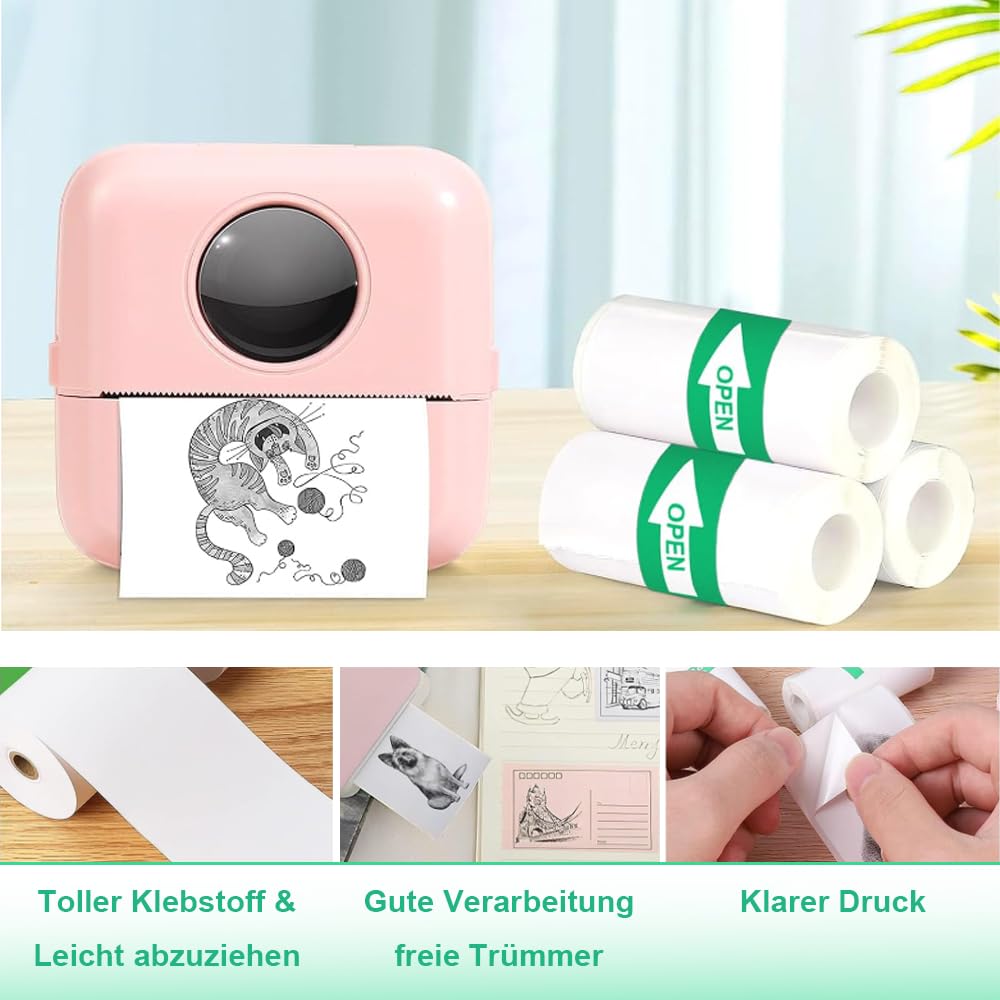 10 rolek termicznych, mini papier termiczny, samoprzylepny, mini drukarka fotograficzna, etykiety do przenośnej drukarki fotograficznej (57 x 25 mm)