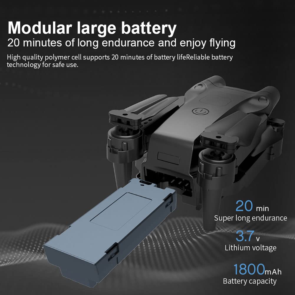 Drone pieghevole con videocamera 4K per adulti, videocamera live FPV Quadricottero RC, ritorno automatico, Follow Me, Waypoint Fly, 3 batterie per 60 minuti di volo per ragazze di Natale (grey )