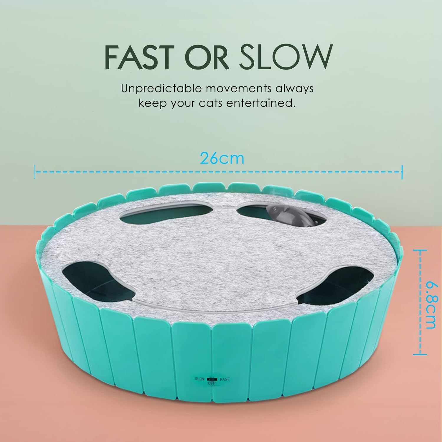 Pawaboo Interaktywna zabawka dla kota z myszką do biegania, elektroniczny automatyczny zwiastun dla kotów domowych, pop and play, myszka myśliwska w chowankę, dla zwierząt domowych, kociąt, zabawa