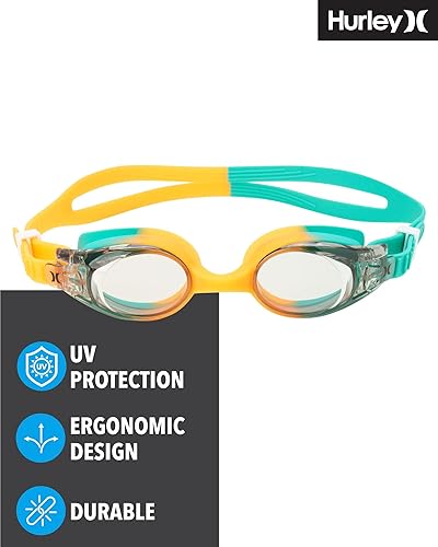 Vista 3 de Hurley Gafas de natación para niños, paquete de 23 unidades, sin fugas, antivaho, protección UV, para natación (a partir de 3 y 8 años)