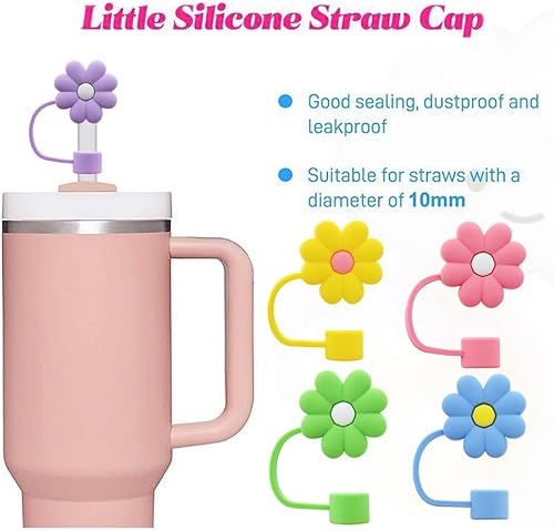 Miniatura 4 de Tapa de popote para copa Stanley, compatible con vaso de 30 y 40 onzas con asa, tapas de puntas de popote reutilizables a prueba de polvo de 0.394