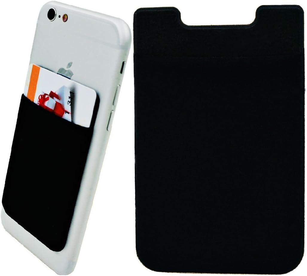 GREATSTYLER Premium Lycra Cell Phone Card Holder Sticker Firmly Adhesive Stick Back Cover Credit Card Holder Pouch Pocket Wallet for Mobile Cell Phones (Black)