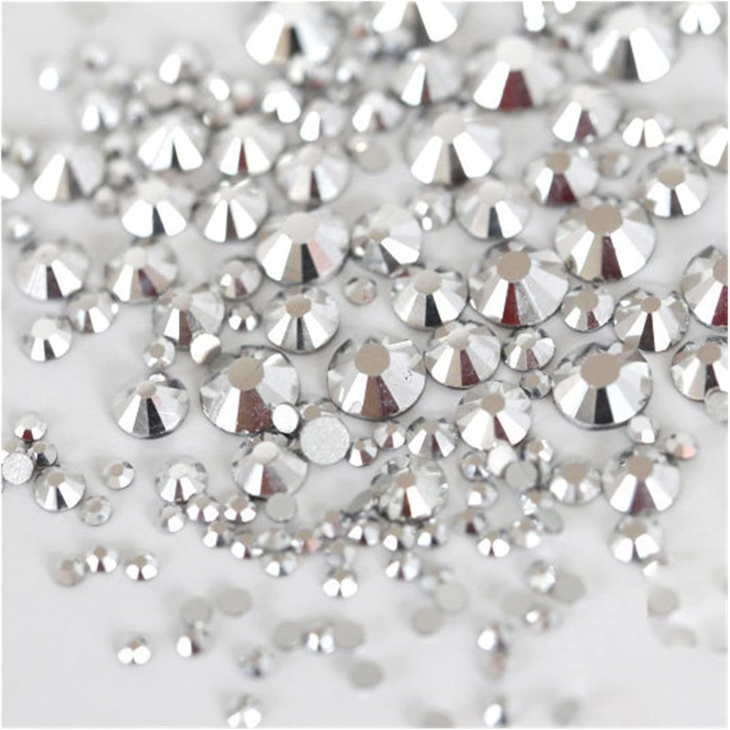 yaoqijie 1440pcs/lot Silver Hematite Nail Art Rhinestone Flat Back Non Hotfix Rhinestones 3D Glass Round Crystal Nails DIY Decorations Lasting (Color : SS16)
