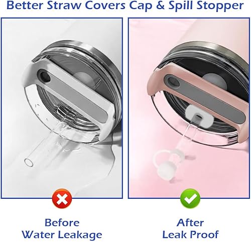 Miniatura 4 de Abnaok Juego de tapones de silicona a prueba de derrames y bota protectora para vaso Stanley H1.0 de 40 onzas y 30 onzas, popotes transparentes