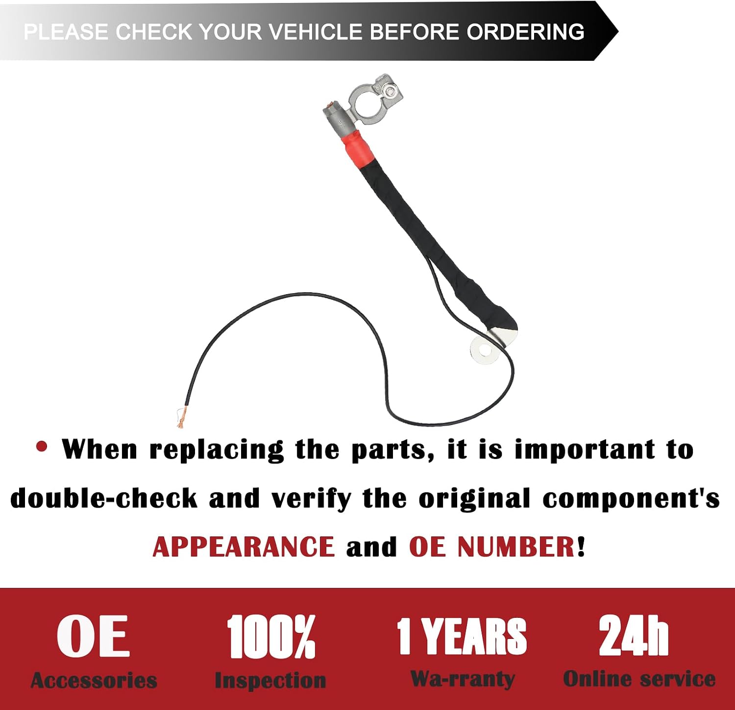 Positive Battery Cables Connector Wire,Compatible with 2013-2019 Ford Escape/2012-2018 Ford Focus Accessories,Replaces CV6Z-14300-A CV6Z14300A Includes Car Battery Terminal Clamp End