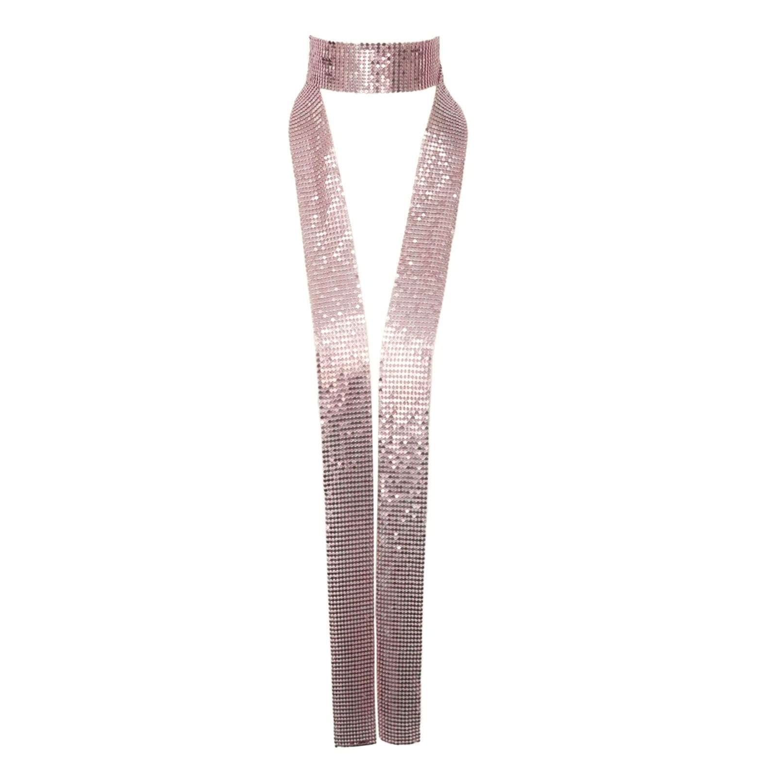 Metal Sequin Ties for Women Long Skinny Scarves, Sparkly Glitter Scarf Necktie Belt for Party Prom Wedding Daily