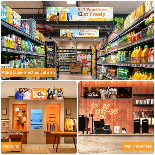 Image of P1.86 Ultra-Thin Programmable LED Sign, 37.8 inch x 6.3 inch Full Color Digital Display with APP & PC Control, DIY Text Image Video Editing High-Resolution GOB LED Advertising Screen for Business